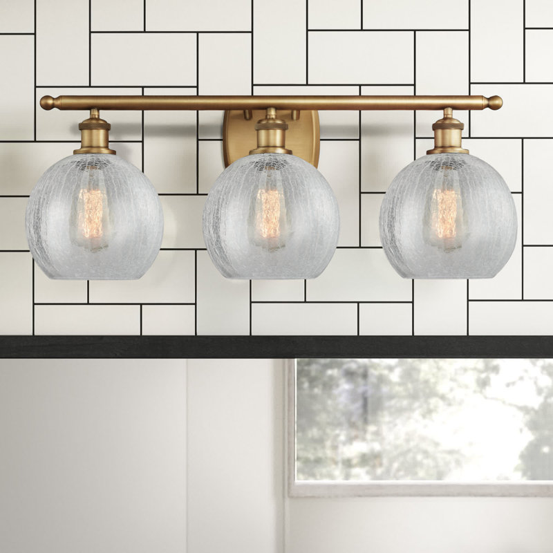 Éclairage de salle de bain à intensité variable à 3 lumières Baptista, Ampoule DEL 6 watts Vinage, Transparent craquelé