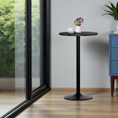 Table de bar et de pub Strasser avec plateau noir et base en métal noir, H 39,7 po x l 23,60 po x P 23,60 po