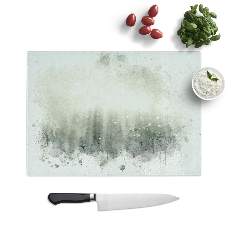 Glass Moody Forest in Misurina Italy in Abstract Chopping Board, 39 cm W x 28.5 cm L