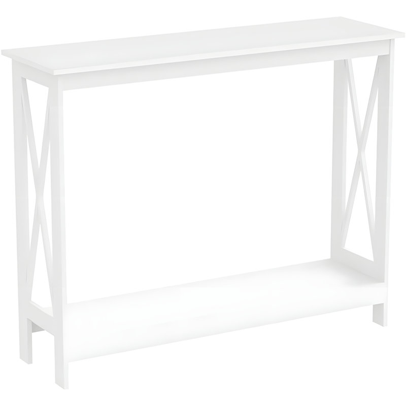 Modern Console Table With X-Frame Design, Two-Tier Storage Shelf, And Durable Engineered Wood Construction