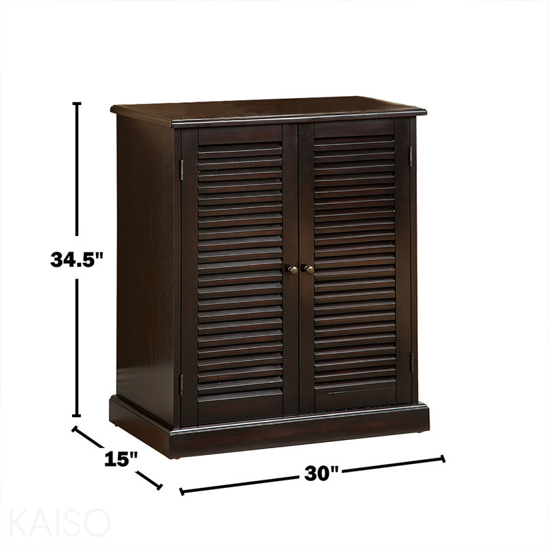 Armoire à chaussures avec 5 tablettes et portes persiennes, espresso