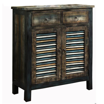 35,5 pouces de hauteur avec console en chêne antique et bleu sarcelle pour la décoration intérieure
