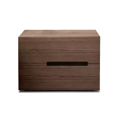 Medieval-Style Bedside Table, With Walnut Wood Finish, Featuring Two Drawers, Suitable For Use In The Bedroom.