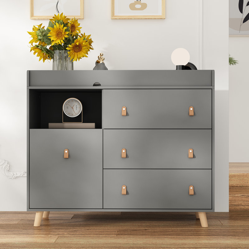 Armoire de rangement élégante avec pieds robustes, Gris