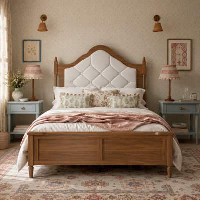 Upholstered Bed Frame with Panel Footboard