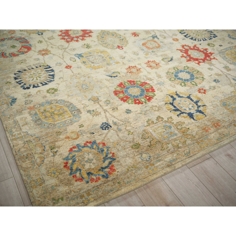 Oxford Hand-knotted Ghazni Wool, Ivory/Gray Area Rug, Rectangle 14' x 18'
