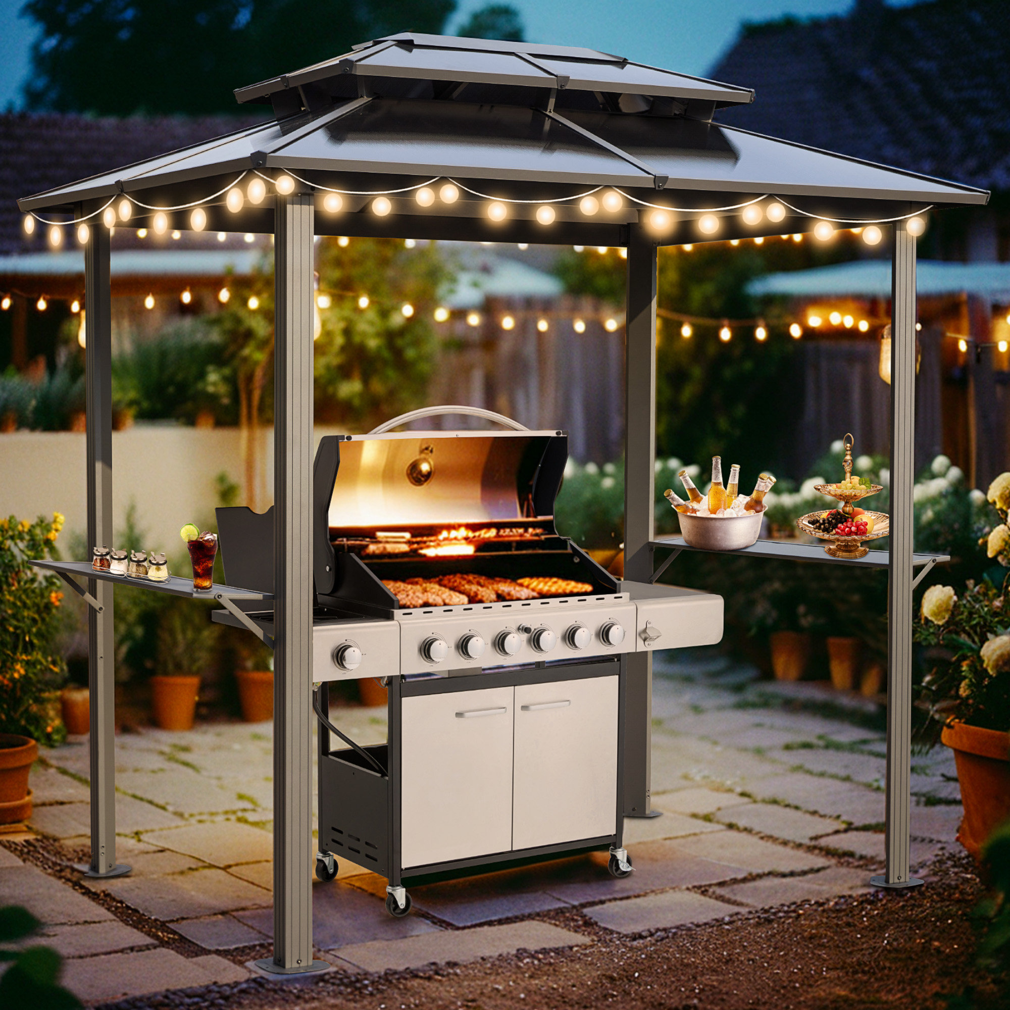 EROMMY 8 pi L 6 pi. D Barbecue, structure extérieure en métal avec ...