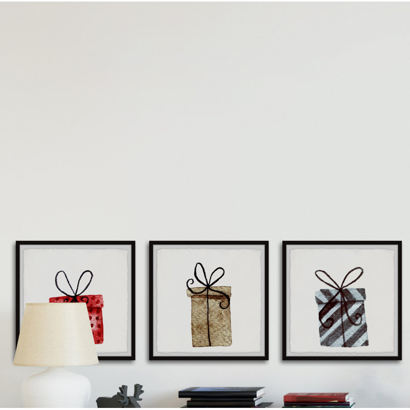 Charles Charles Christmas Presents - 3 Piece Single Picture Frame Painting, 30cm H x 91cm W x 3.81cm D