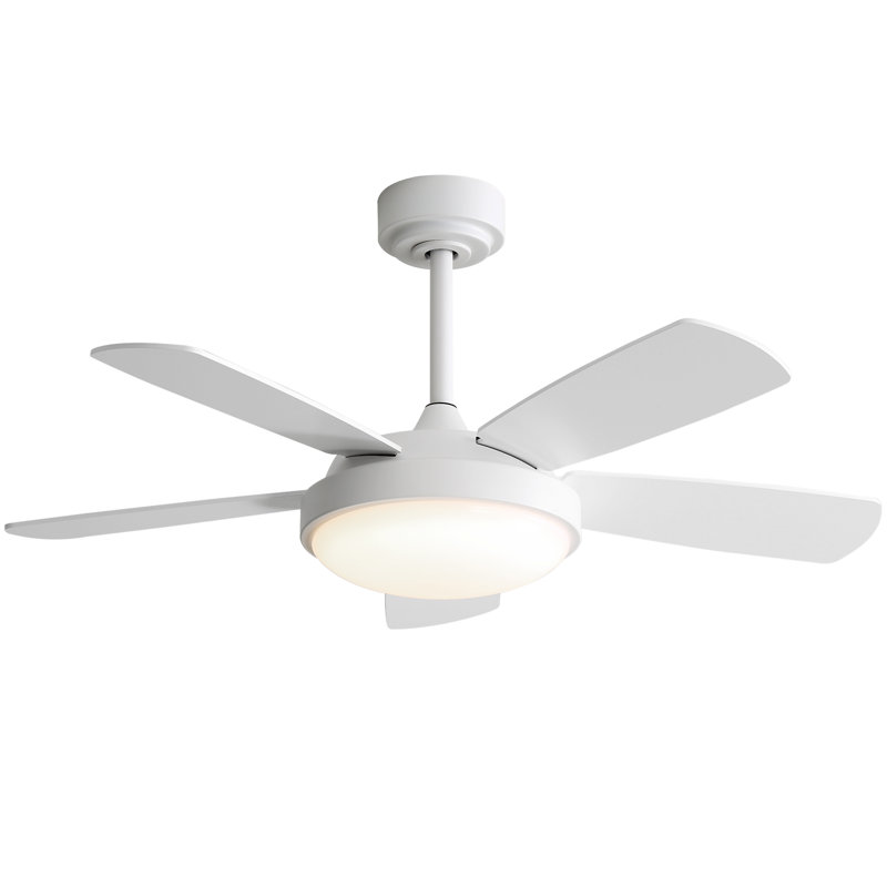 42 Inch White Ceiling Fan With 22W LED Light And Remote Control MDF Blades Reversible DC Motor, White, White