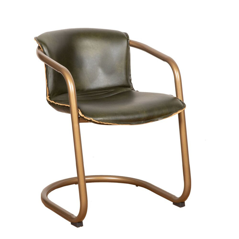 Chaise de salle à manger en cuir vert émeraude Kokou