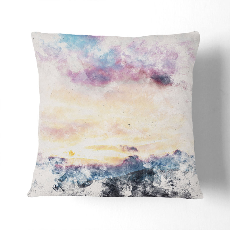 Clouds Above Mountains Cushion with Filling, White, 40cm H x 40cm W x 15cm D