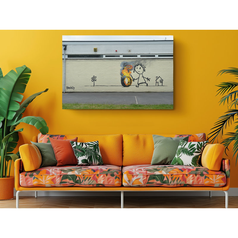 «Banksy Burning issue Bristol School Graffiti», reproduction sur toile, H 20 po x l 30 po