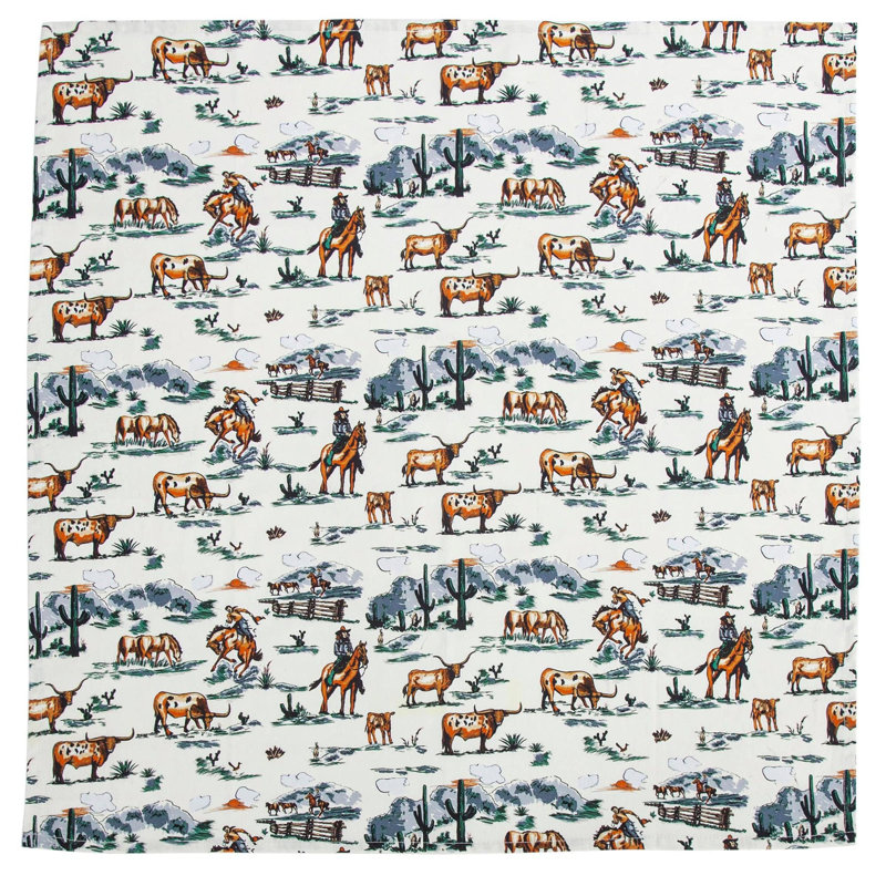 Paseo Road Rustic Western  Tea Towel Set, 5 Piece Set, Ranch Life Green