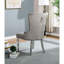 Fauteuil à oreilles en flanelle de luxe gris, dossier à boutons, pieds, garniture cloutée, 2 chaises pour salle à manger, 2