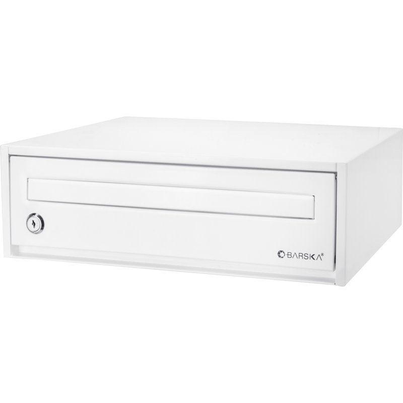 White Steel Key Lock Desktop Drop Box with Backup Keys