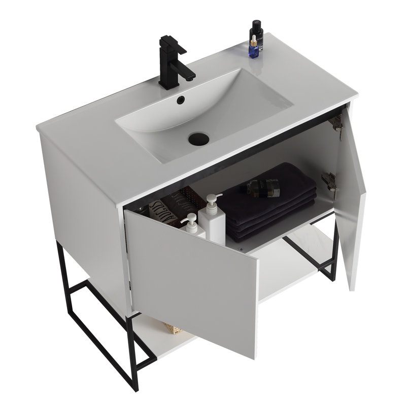 Ensemble de meuble-lavabo simple 36 po Carliana, Blanc