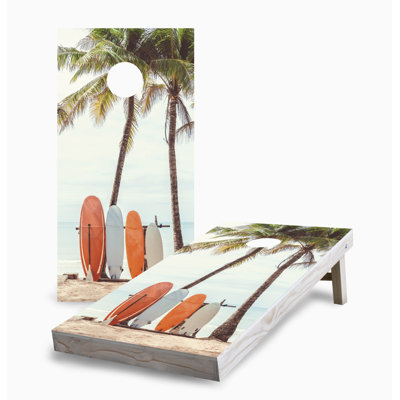 Surf Board Beach Corn Hole Board Set With LED Lights