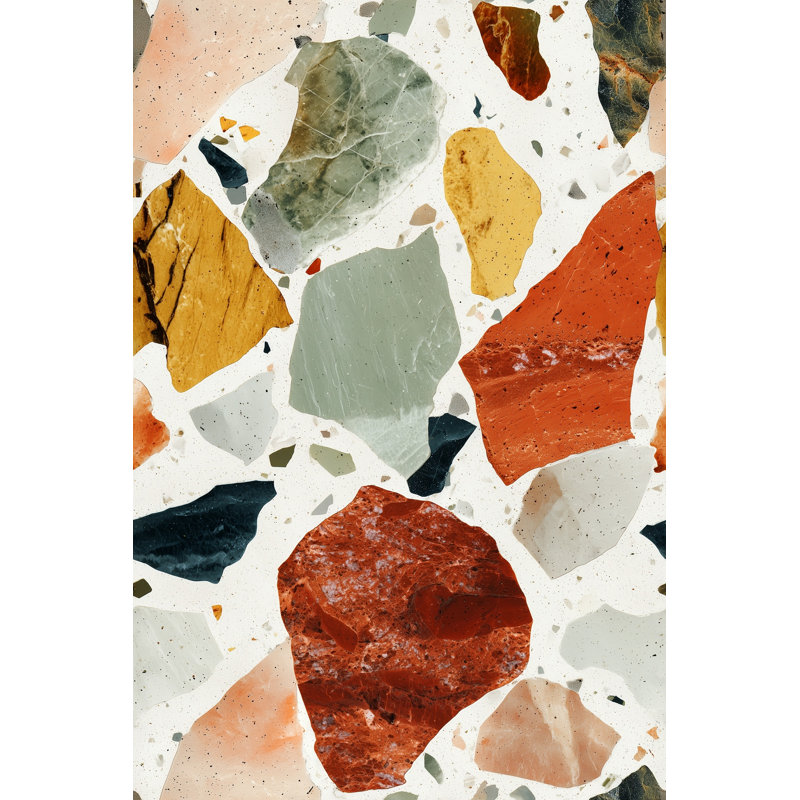 Papier peint blanc Terrazzo, Peler et coller