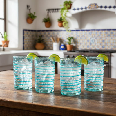 10 Strawberry Street Meridia Mexican Glassware, Hiball, , Aqua