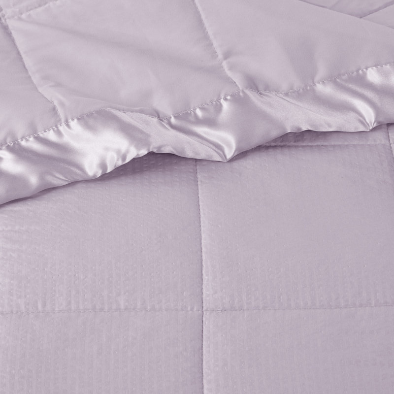 Lilac King Quilted Down Alternative Blanket with Satin Trim