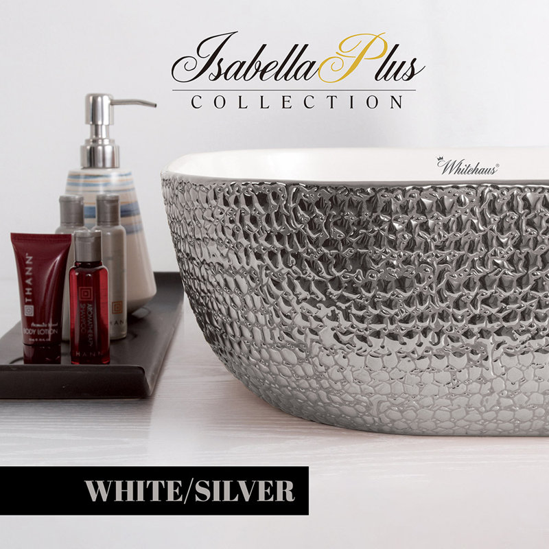 White and Silver Ceramic Square Bathroom Sink