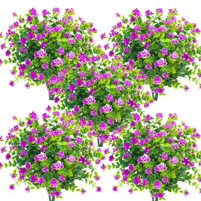 10 paquets de fleurs artificielles artificielles, plantes artificielles d'extérieur, arbustes résistants aux rayons UV à l'extérieur des décorations intérieures (eucalyptus)