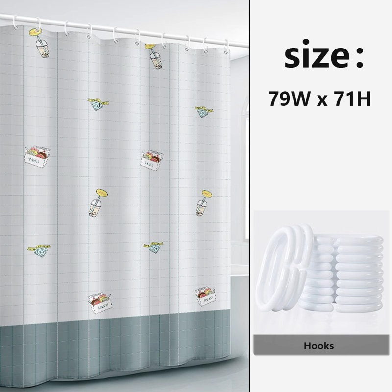 Rideau de douche avec crochets inclus, H 71 po x l 79 po