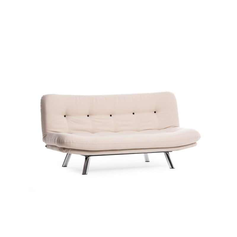 3-Seat Sofa Bed, Cream Linen Fabric, 69.0 x 20.0 x 15.7 inches | 100% Metal Frame, Multi-Position Backrest (Bed, Relax, Sit) | 2 Cushions with 14.1 oz Silicone Fiber Filling | Max Weight Capacity: 440 lbs, Stylish & Functional
