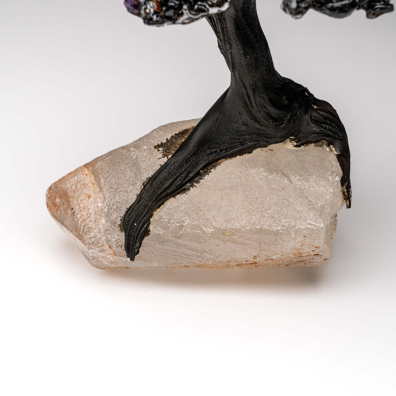 Black Tourmaline Clustered Gemstone Tree On Quartz Point Matrix (The Cleansing Tree) 5"