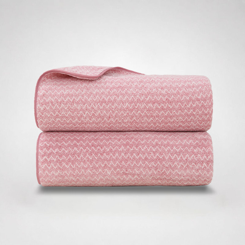 Ensemble de serviettes en microfibre pour salle de bain, 2 pièces 27 po x 55 po, Rose