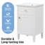 Meuble-lavabo élégant avec lavabo - Armoire moderne autoportante pour petite salle de bain avec pieds en bois massif, tablette réglable, tiroir inclinable et boutons en alliage de zinc-111999340