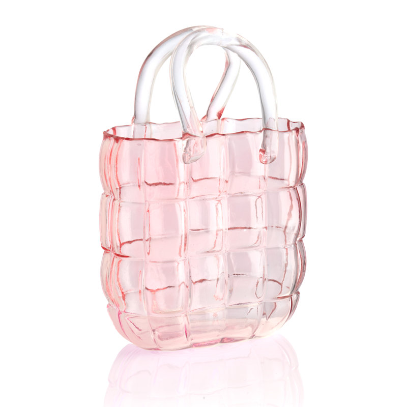 Iridescent Quilted Handbag Vase, Pink