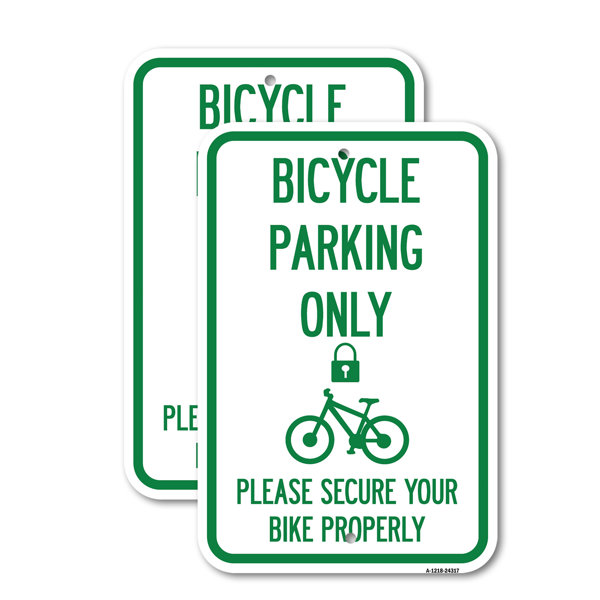 SignMission Bicycle Parking Only Aluminum Sign | Wayfair