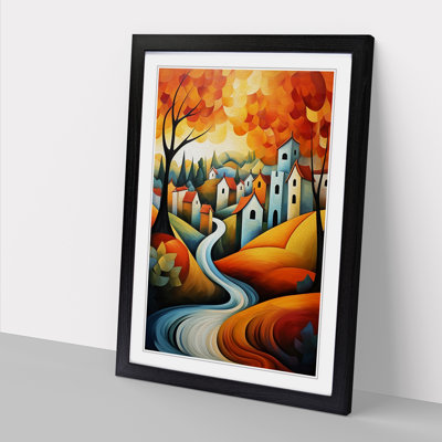 Landscape Cubism - Single Picture Frame Print on Wood