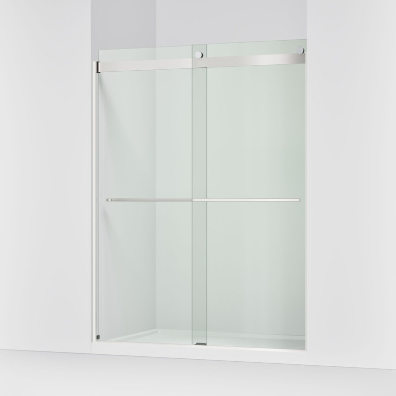 Levity Plus Less Sliding Shower Door, 77-9/16 In. H X 56-5/8 - 59-5/8 In. W, With 5/16 In.-Thick Crystal Clear Glass, Silver