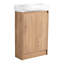 Meuble-lavabo autoportant de 23 po pour salle de bain - moderne, compact, portes à fermeture douce, espace de rangement intérieur moderne avec lavabo en céramique autoportant, options abondantes