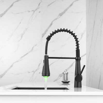 Black Led Kitchen Faucet With Pull-Down , Single Lever, 360 Rotation, Uncomplicated And Cleaning Pull Down Faucet, Handle, Finish, Rotatable, Expeditious
