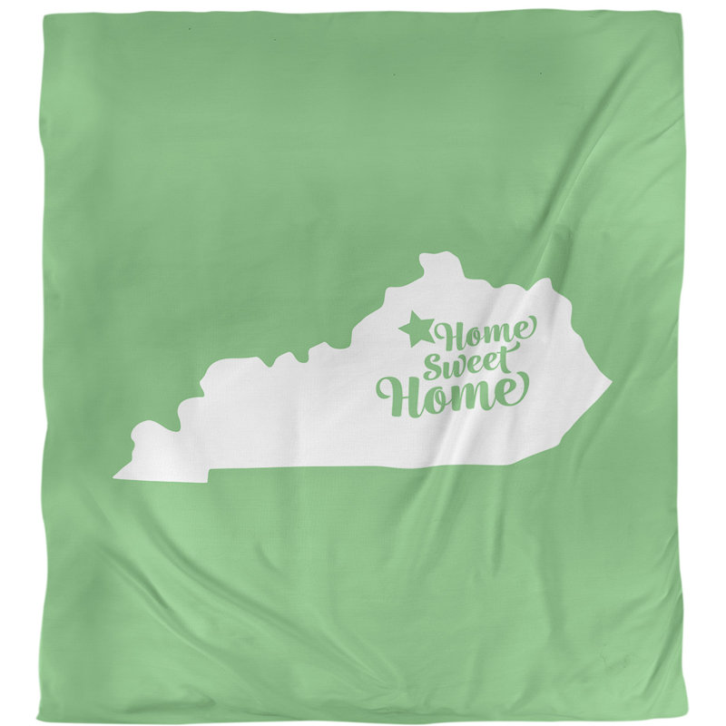 Housse de couette simple Frankfort Home Sweet, Housse de couette pour grand lit, Vert, Polyester brossé