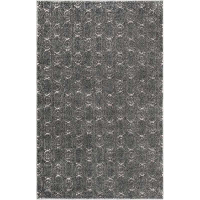 Tapis contemporain gris et argenté Vincente, Rectangle 5 pi 3 po x 8 pi