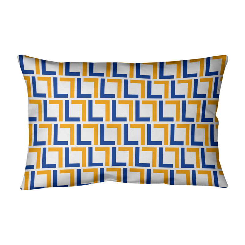 Housse de coussin rectangulaire LA Football Luxury, Blanc / bleu / or, Simili daim