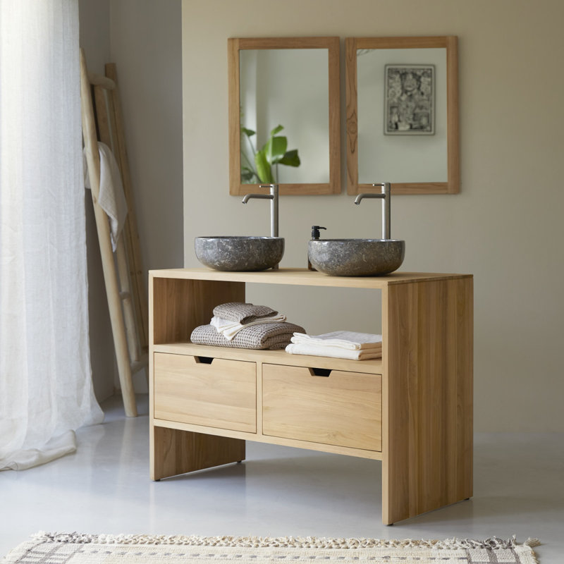110cm Double Bathroom Vanity Base Only in Natural