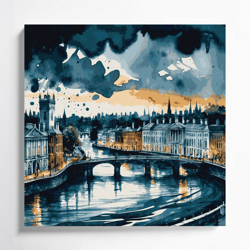 Art urbain sur toile, "Dublin", villes de Dublin, H 8 po x l 8 po