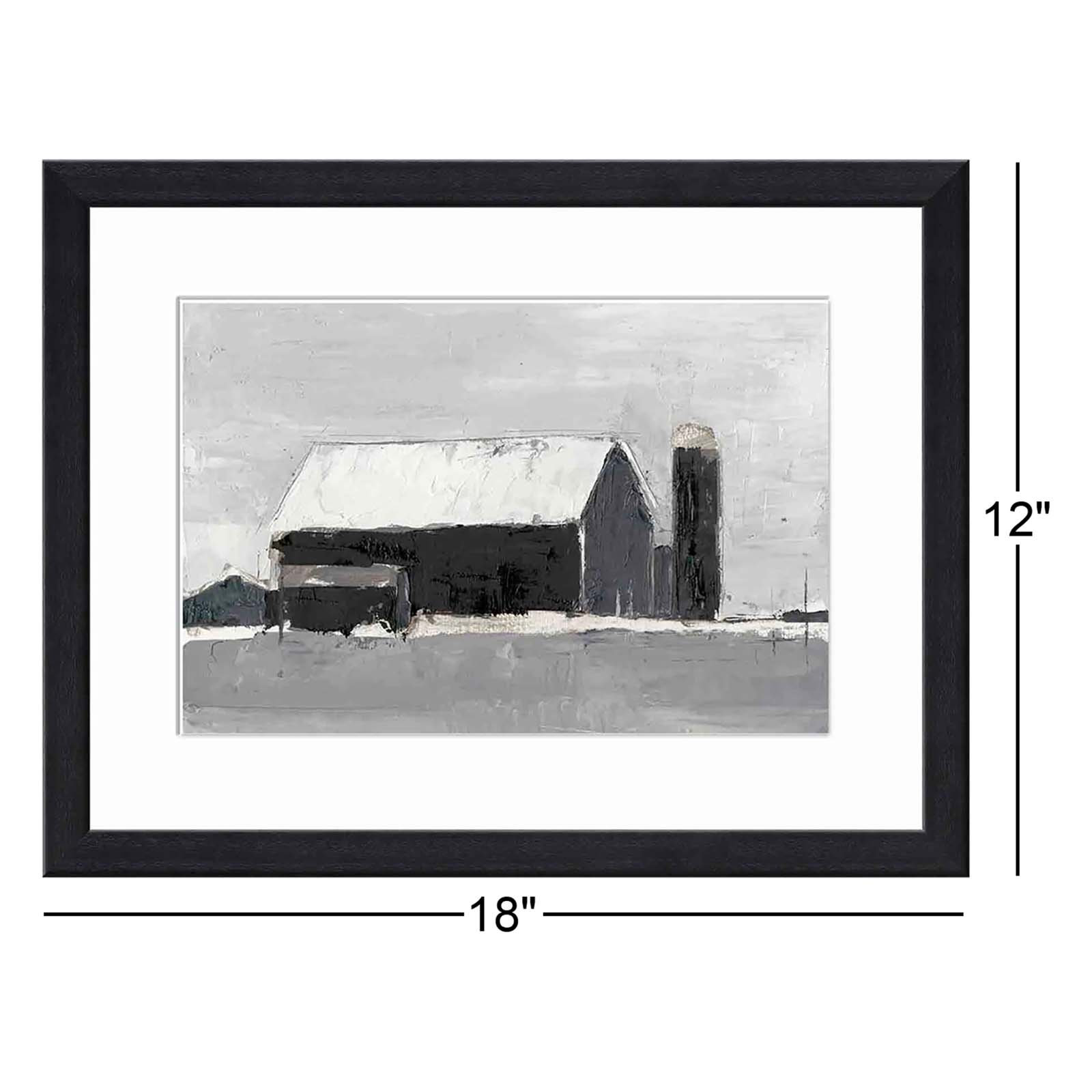 Dynamic Barn I by Ethan Harper, Black, 12"H x 18"W