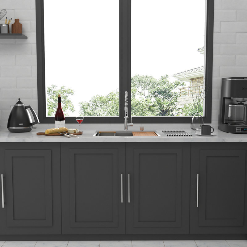 Évier de cuisine en acier inoxydable 28 pouces - Station de travail encastrée de calibre 16 à conception de cuisine moderne de 28 po x 22 po avec accessoires