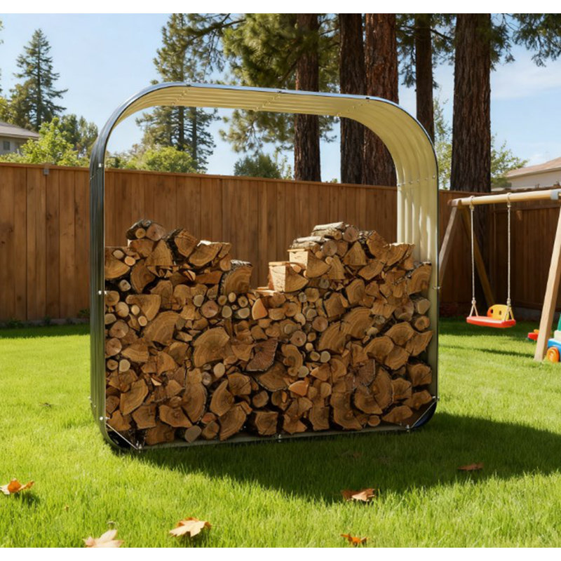 Support de rangement pour bois de chauffage en acier galvanisé avec rebord caoutchouté