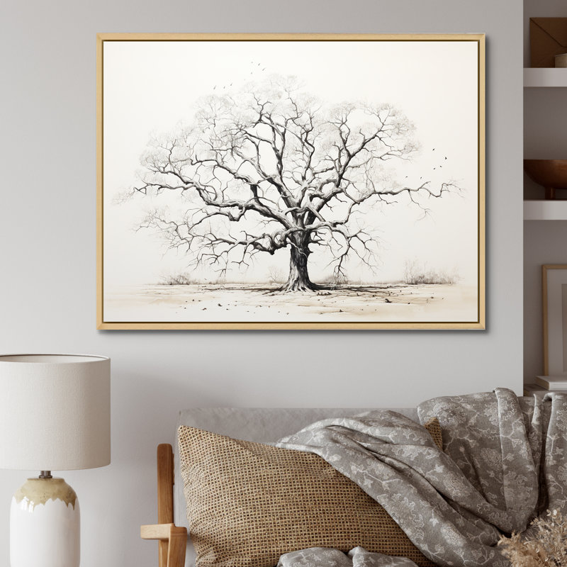 Arbre africain, minimalisme III, sur toile, H 16 po x l 32 po x P 1 po, Cadre flottant naturel