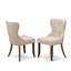 L'ensemble de salle à manger 5 pièces Mid Century comprend une table de salle à manger moderne et 4 chaises modernes en tissu de lin brun clair avec dossier capitonné - Finition noyer antique-724120404-719475441-724120400
