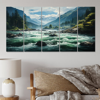 River Reflections I - Lakes & Rivers Canvas Art Print - 5 Equal Panels