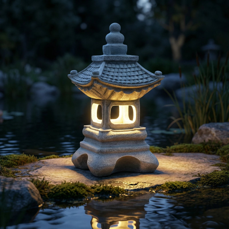 Statue de lampe de jardin zen, H 11,8 po x l 6,3 po x P 6,3 po