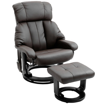 Massage Recliner Chair With Ottoman, 360° Swivel Recliner And Footstool, PU Leather Reclining Chair With Side Pocket And Remote Control, Brown -  Red Barrel Studio®, 60C0A7436BE24A63A2457F82F9B3C814
